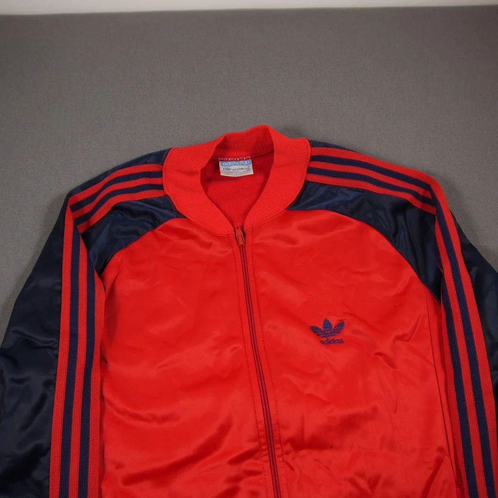Vintage 70s Adidas ATP Keyrolan Three Stripe Raglan Men Track Jacket L Red Blue